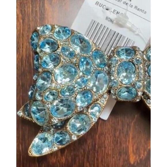NEW with TAGS Oscar de la Renta Belt Buckle Jeweled Bow Blue main image 5